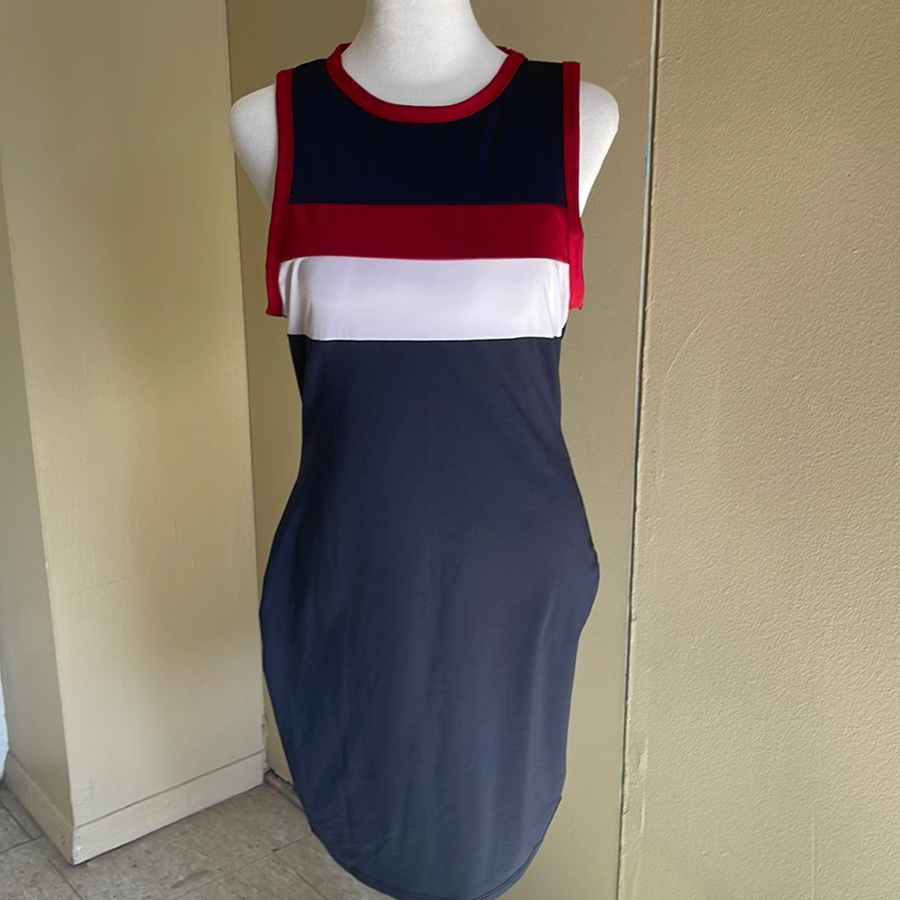 NWT Fashion Nova Large Navy Blue & Red Bodycon Mini Dress